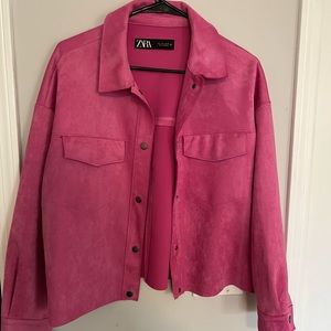 Pink faux suede Zara jacket size L